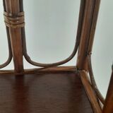 Vintage - set of 2 shelves of wooden floor, bamboo and rattan - 3 levels- retro 80s