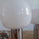 Pair of vintage wall lights in chromed metal and opaline 1970