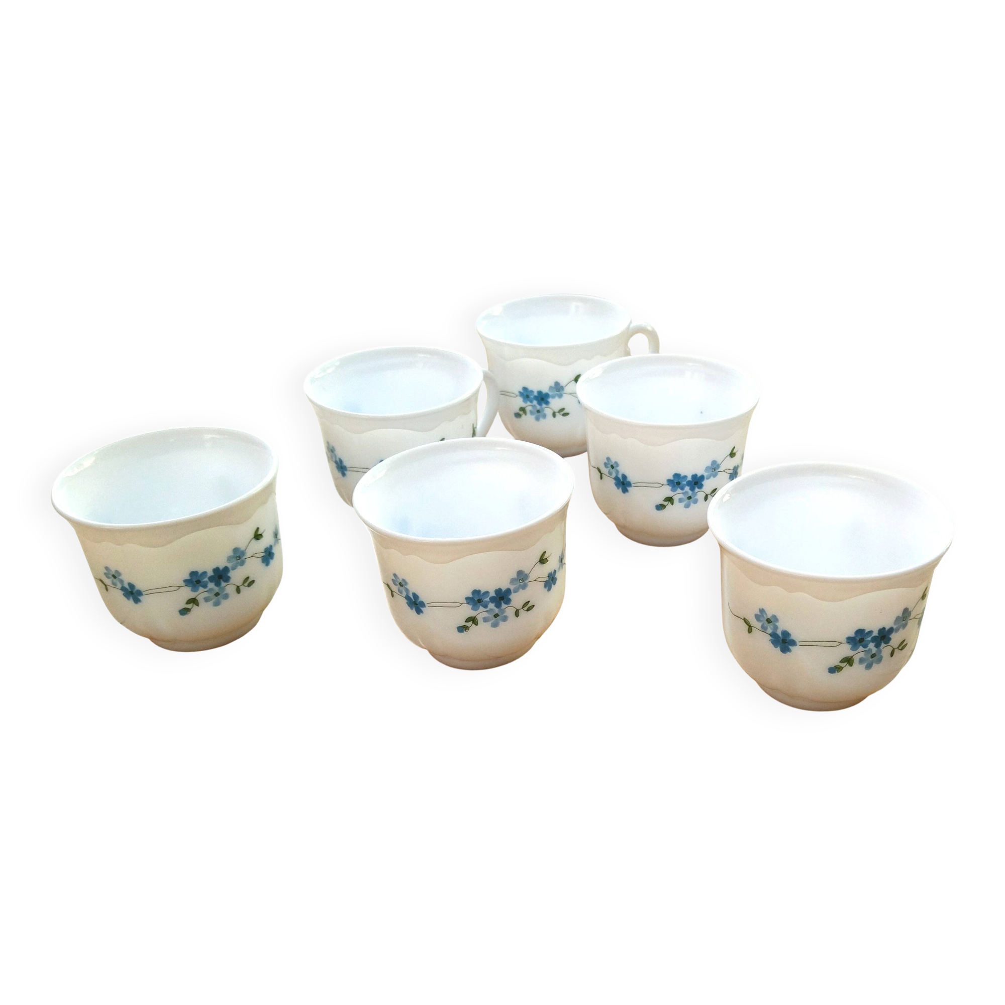 Set of 6 coffee cups model Véronica, forget-me-not