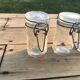 Lot de sept petits bocaux vintage