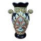 Gustave De Bruyne barbotine vase Fives Lille with an old floral decoration and stylised handles.