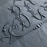 Old linen and cotton sheet tinted in gray green