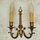 Pair french vintage cast bronze traditional empire style double wall lights