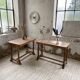 Set of two bistro tables in walnut and tiling from 1890.