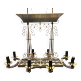 Important lustre en laiton doré vers 1940