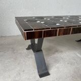 Table basse faïence et fer forgé mid century