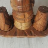 Carved wood shells salt and pepper shaker