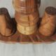 Carved wood shells salt and pepper shaker