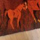 Tapis et tapisserie RYA vintage des années 1970 en marron et orange avec cheval