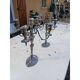 Pair of silver-plated metal candlesticks
