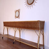 Double planter in wicker and rattan
