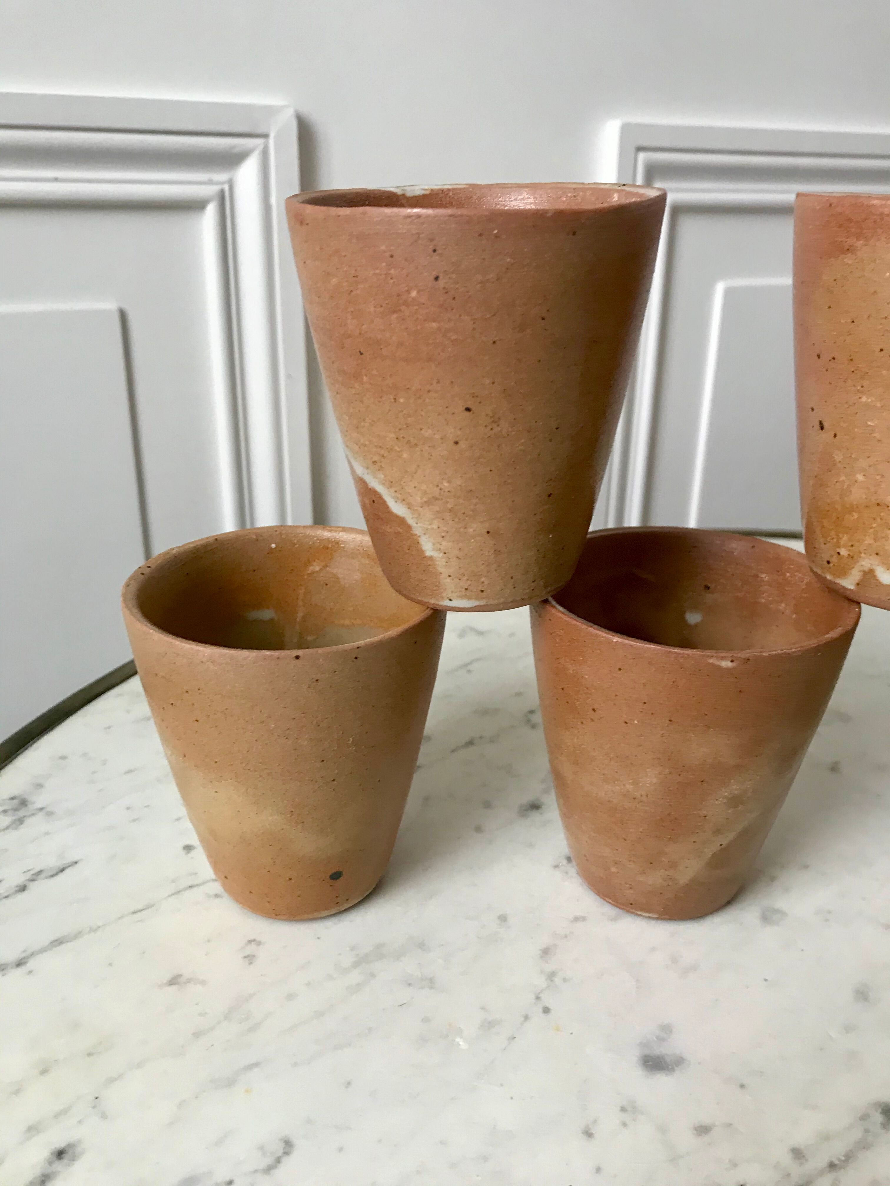 Set of 5 glasses / coffee cups in stoneware handmade 70s