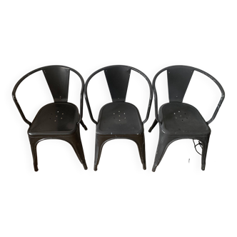 Set of 3 TOLIX A56 type armchairs