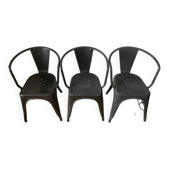 Lot de 3 fauteuils type TOLIX A56