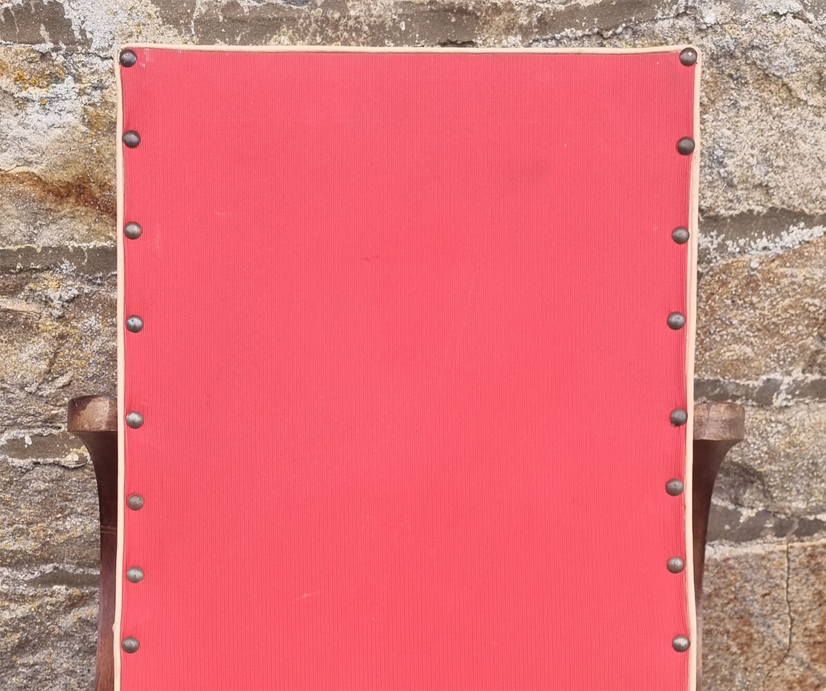 Red vintage bridge armchair, 40s