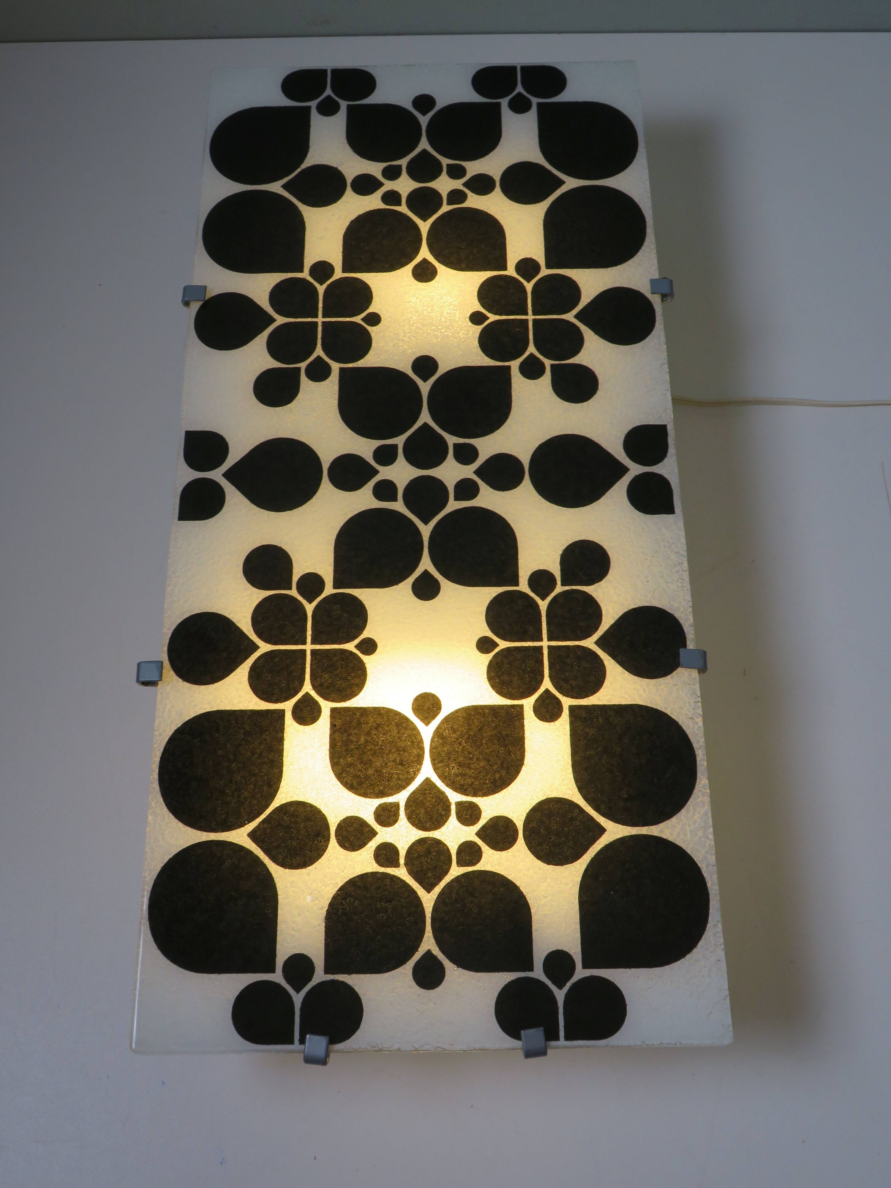 Applique murale postmoderne IKEA, verre décoratif noir et blanc, 1990
