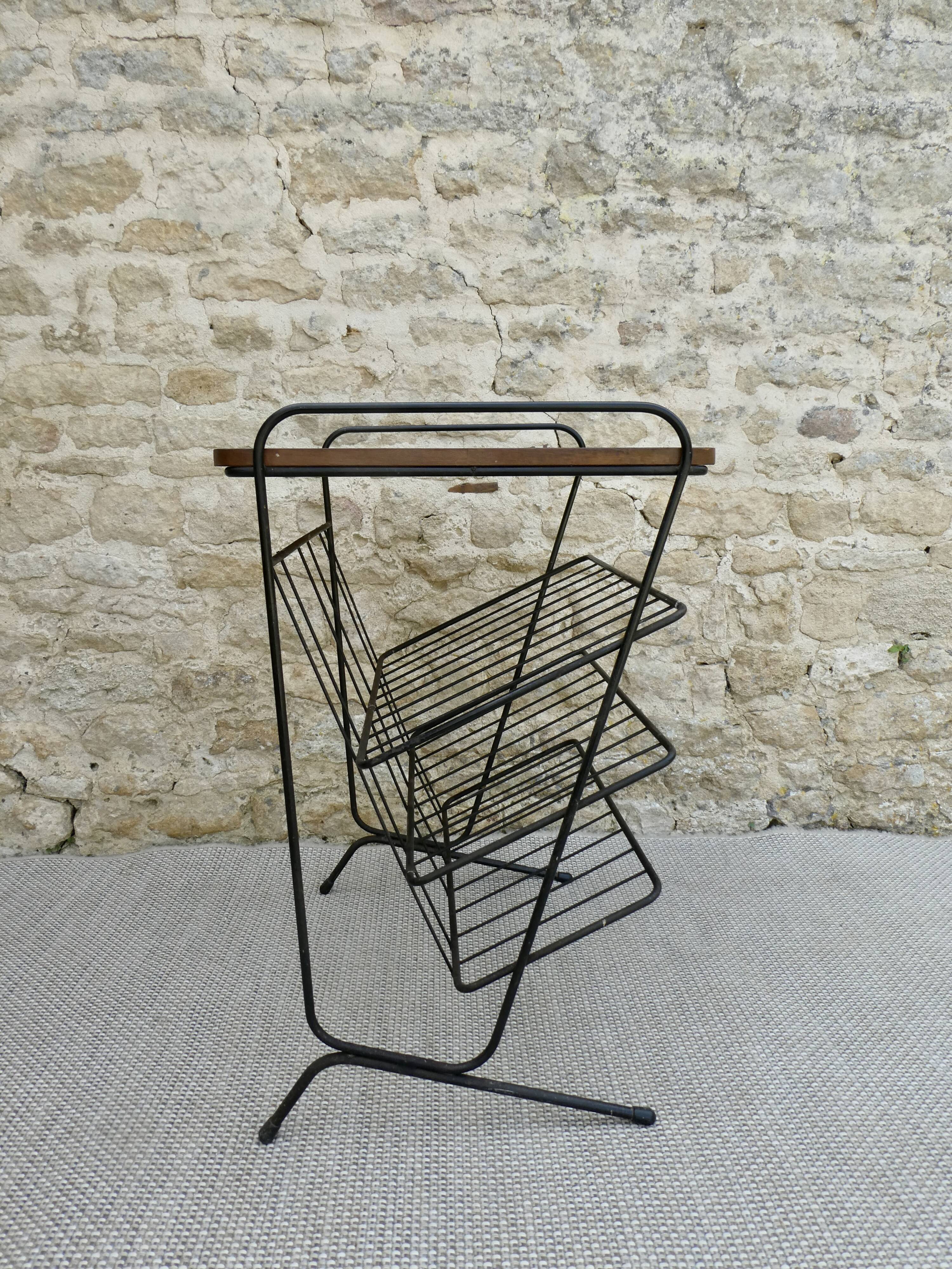 Pedestal table with metal magazine door, 60s-70s