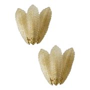 Luxury Venetian Set of Two Wall Sconces in Amber "Graniglia" Leaves Murano