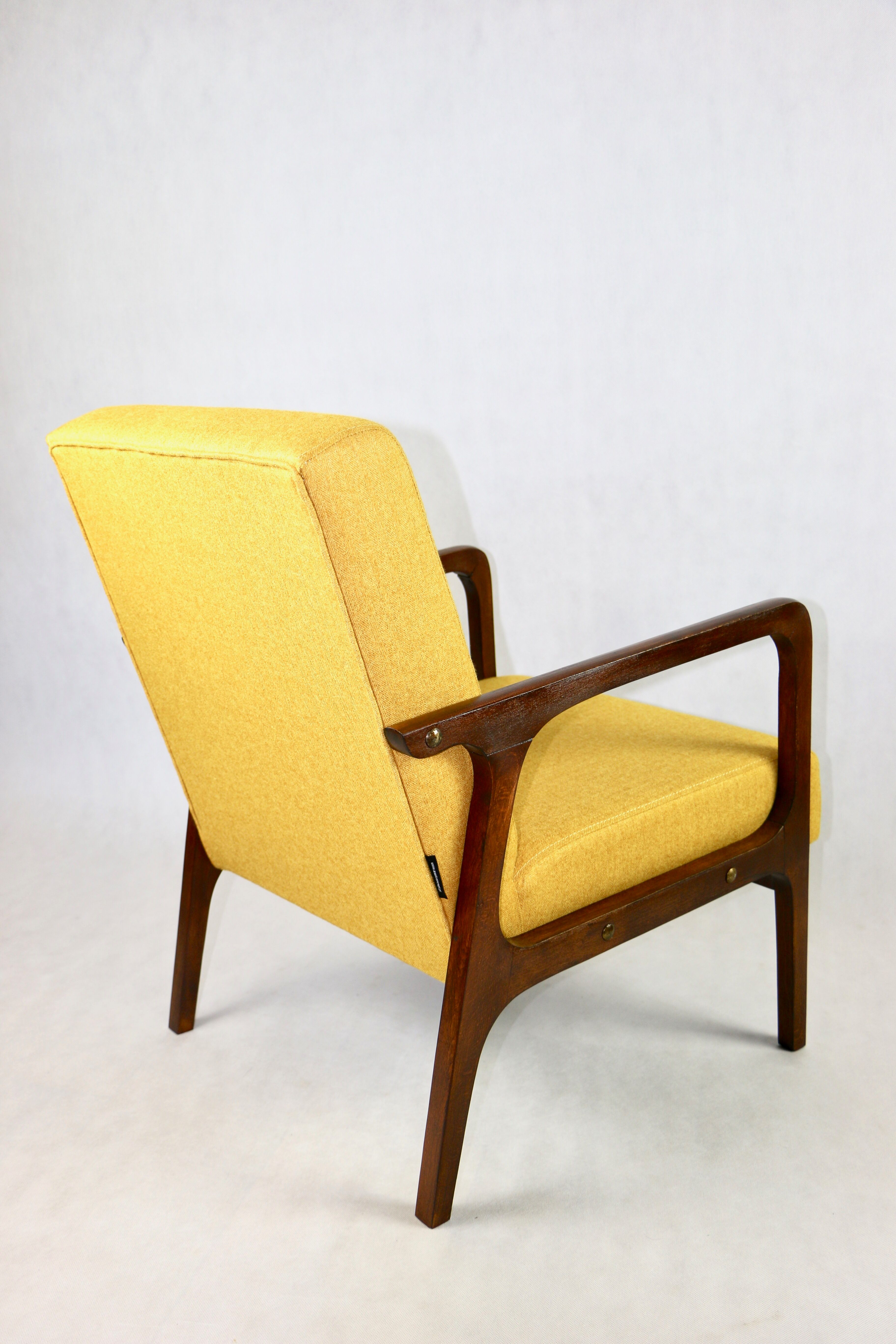 Fauteuil en tweed jaune, années 1970