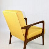 Fauteuil en tweed jaune, années 1970