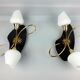 Arlus black and brass opaline sconces 1960