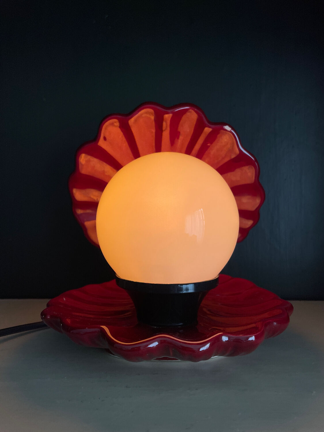 Lampe veilleuse coquillage perle vintage