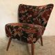 Vintage cocktail armchair 1960 feet compass and fabric flowers