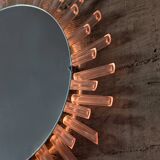Mid-Century Modern Sunburst Mirror Wall Lamp in Lucite with Pink Glow, 1970