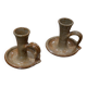 Stoneware candle holders - set of 2 (signed)