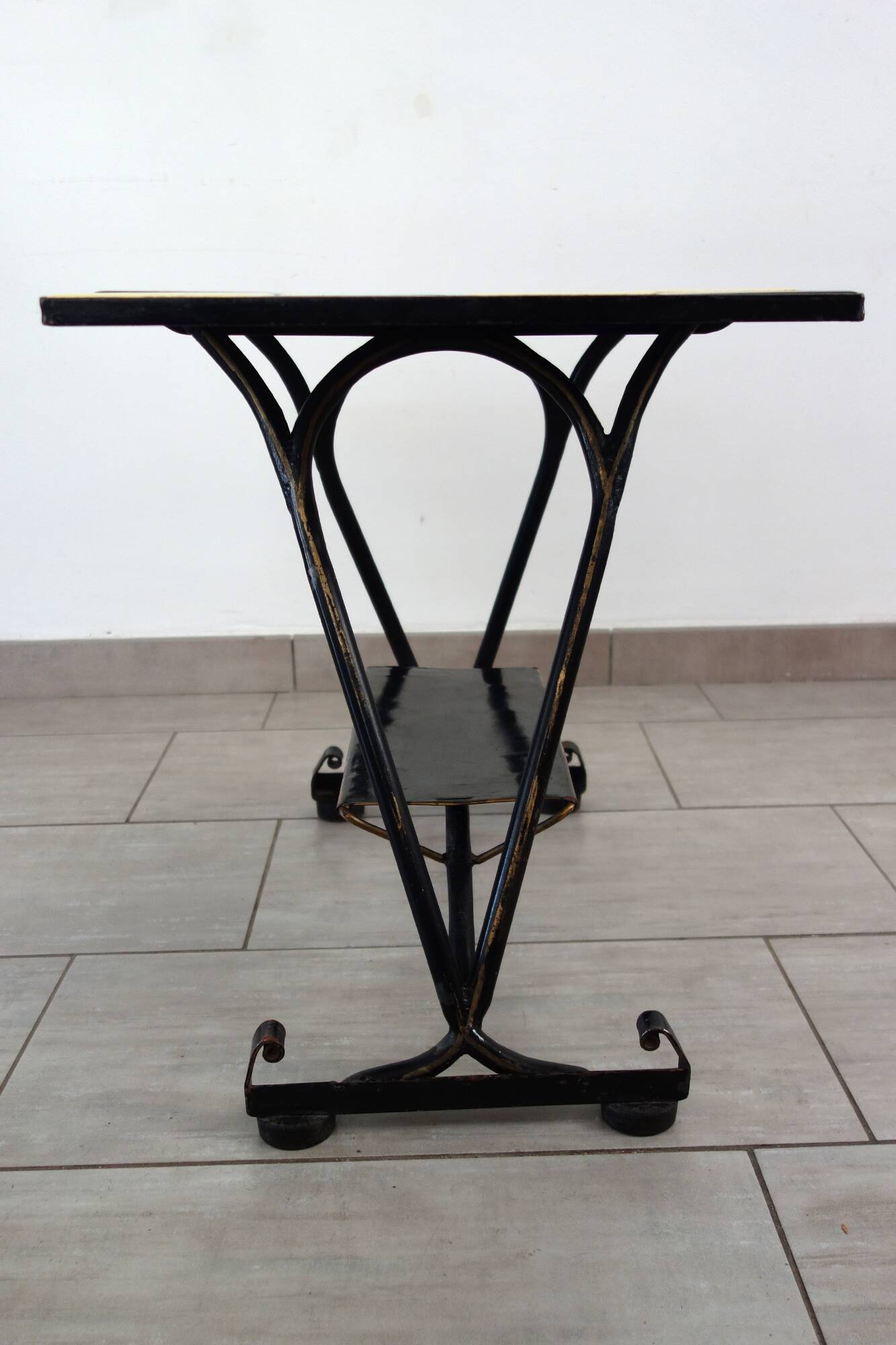 Vintage metal and ceramic side table from the 1950s/60s