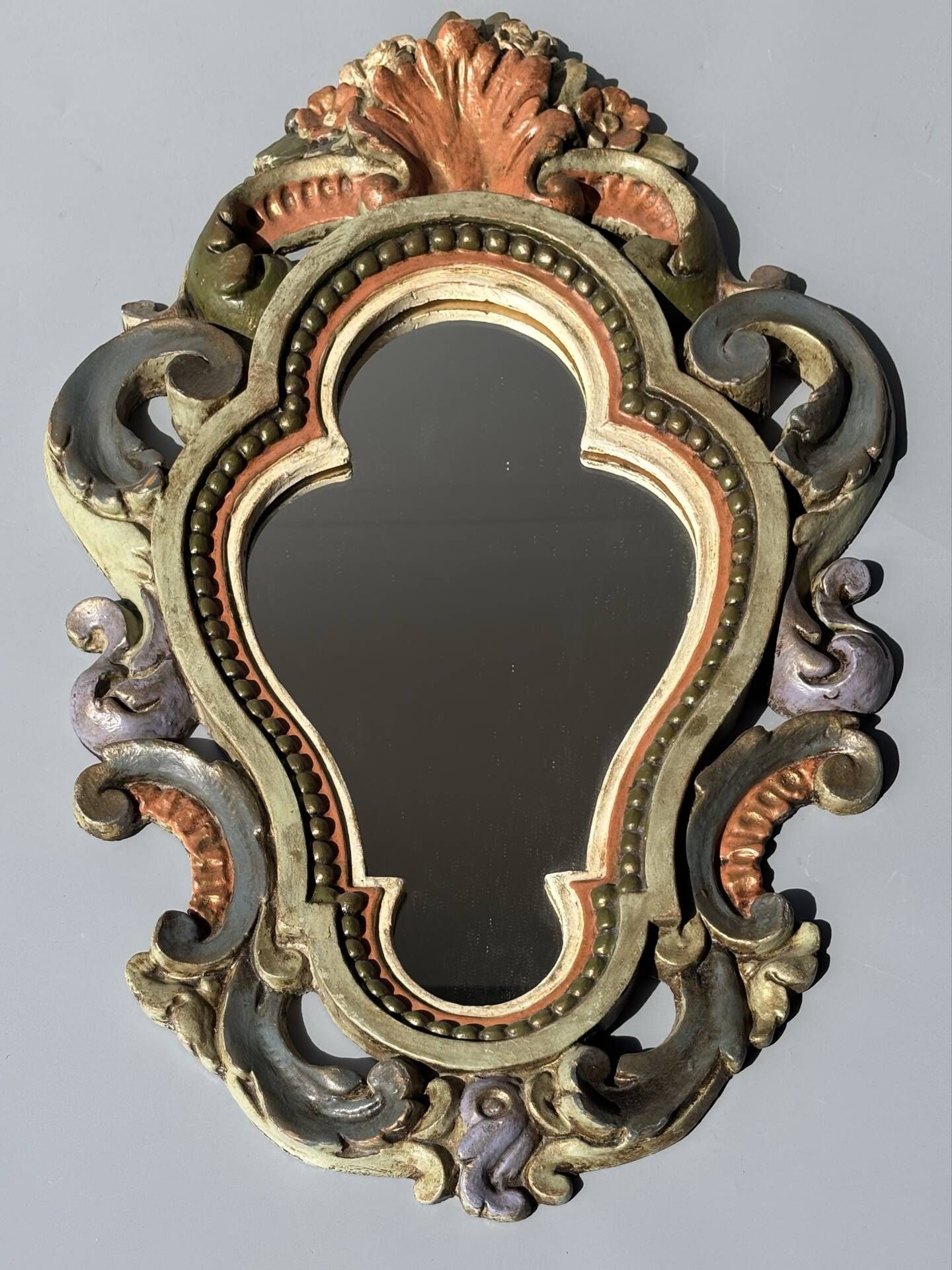 Miroir florentin vintage polychrome – Italie, années 1950