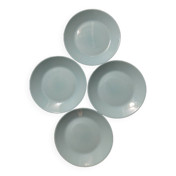 Suite de 4 assiettes a dessert vintage bleu pâle