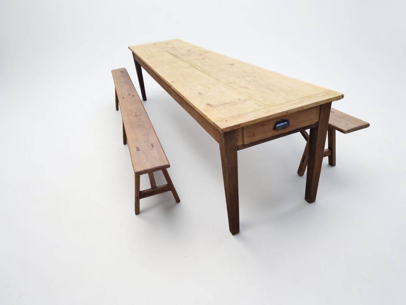 Large farmhouse table + two benches