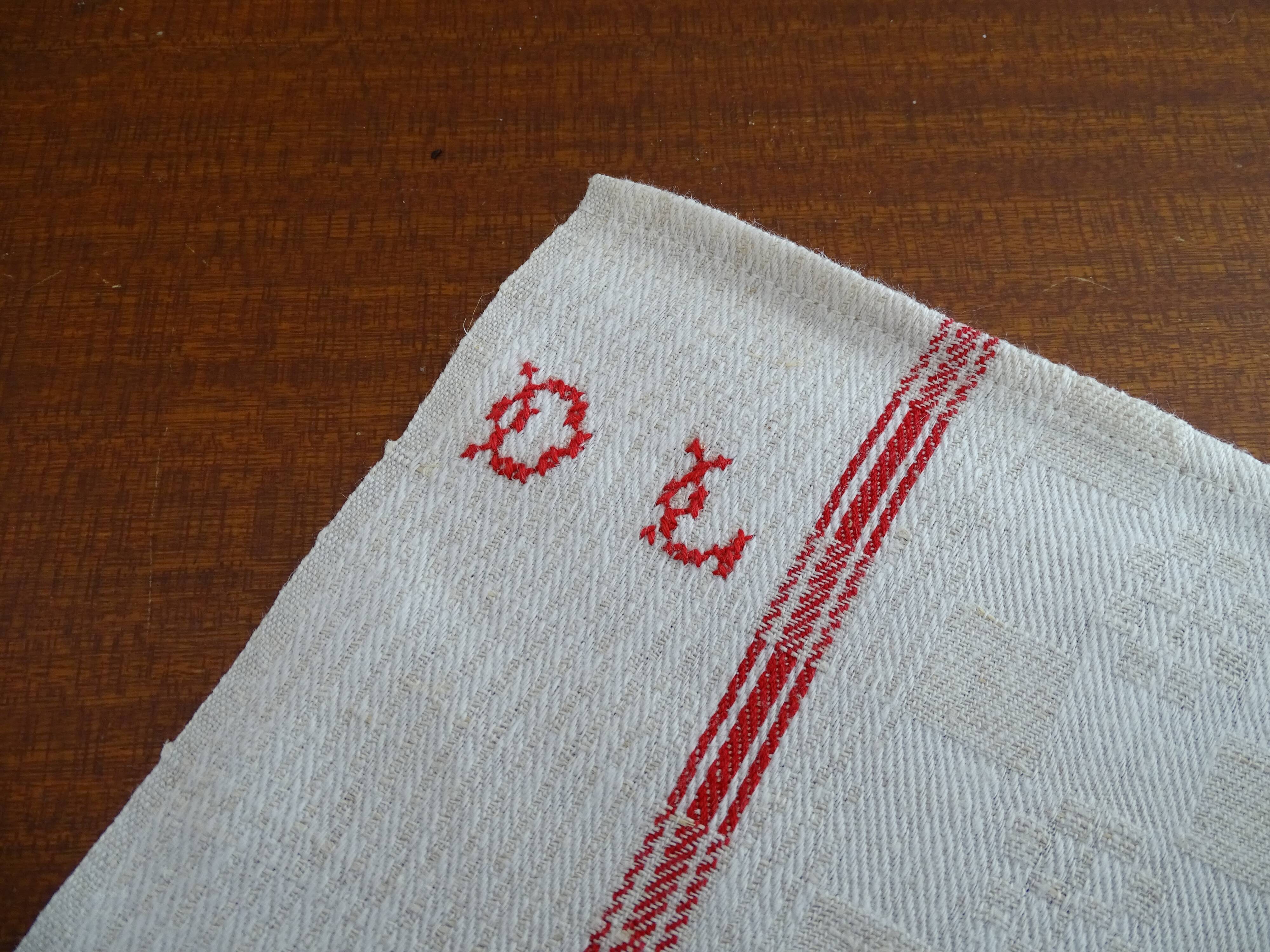 Lot of 7 flax flax towels monogrammed monogrammed DL