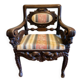 Carved reception armchair, neo-Renaissance style