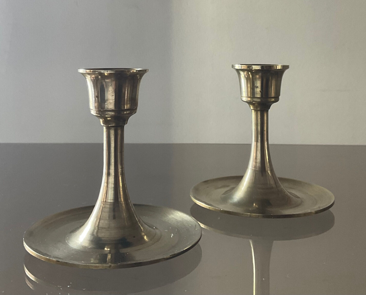 Pair of vintage brass candle holders