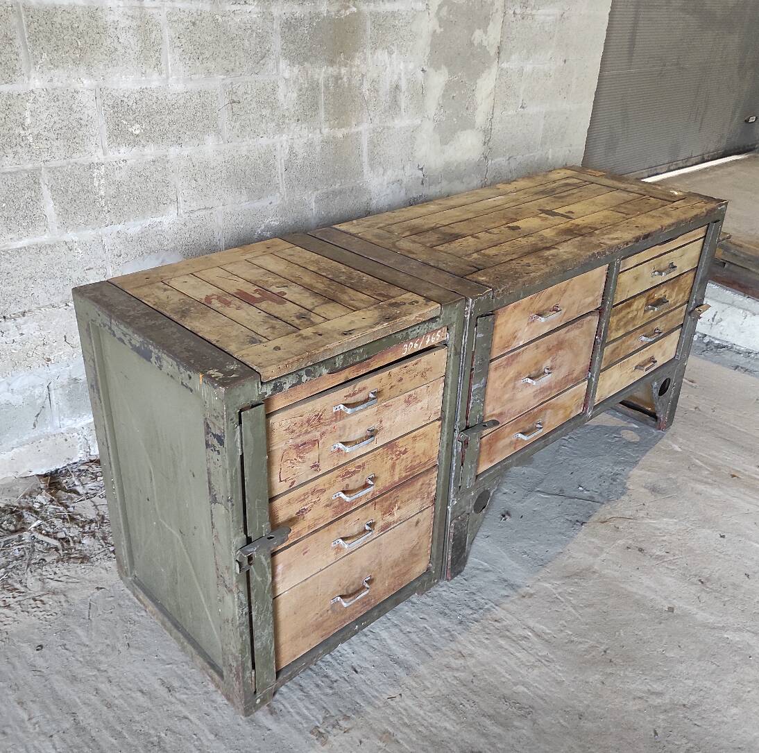 Opel Blitz Workbench Set | Vintage Military Table & Drawer Unit