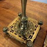 Pair of candlesticks, antique brass, 19th century, signed Prachthauser