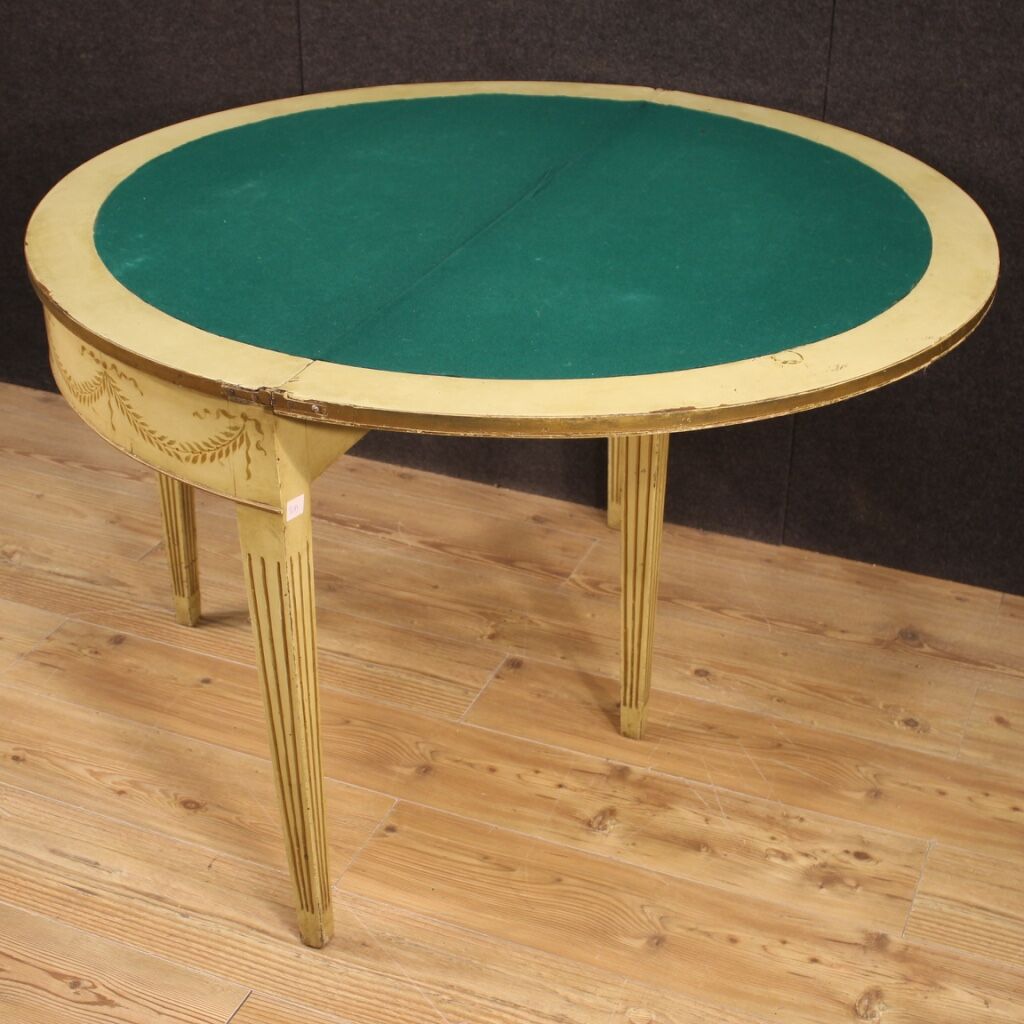 Italian lacquered demilune table in louis xvi style