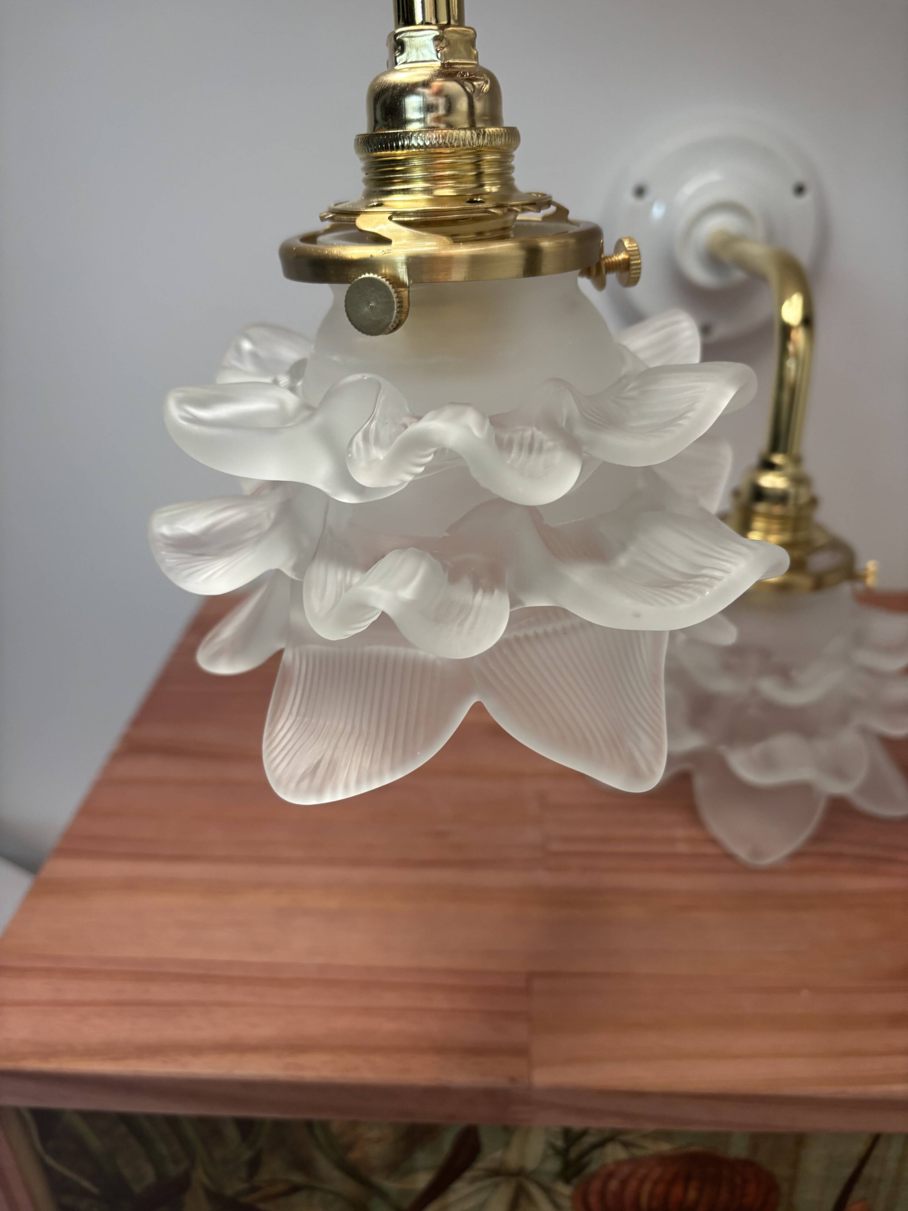 Pair of tulip flower wall lights