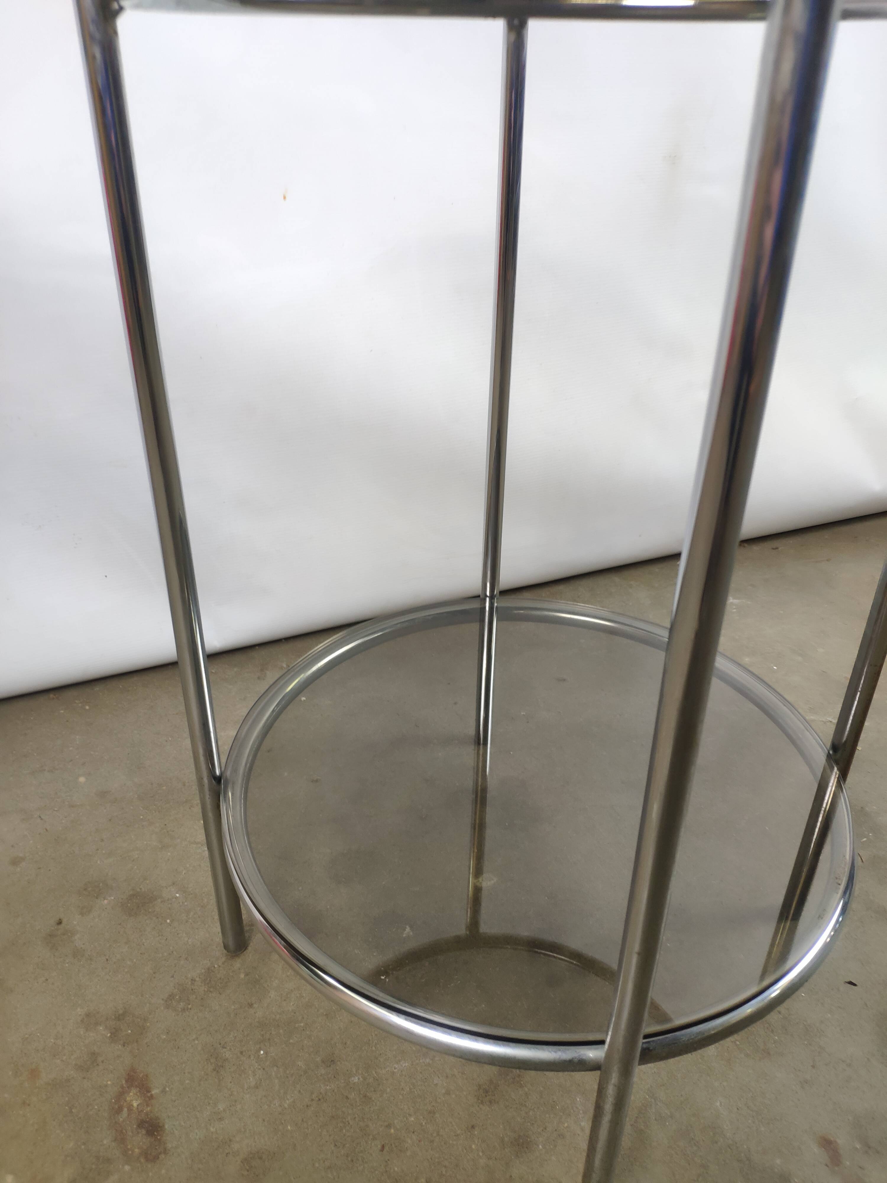 Chrome and smoked glass side table