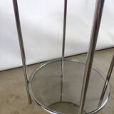 Chrome and smoked glass side table