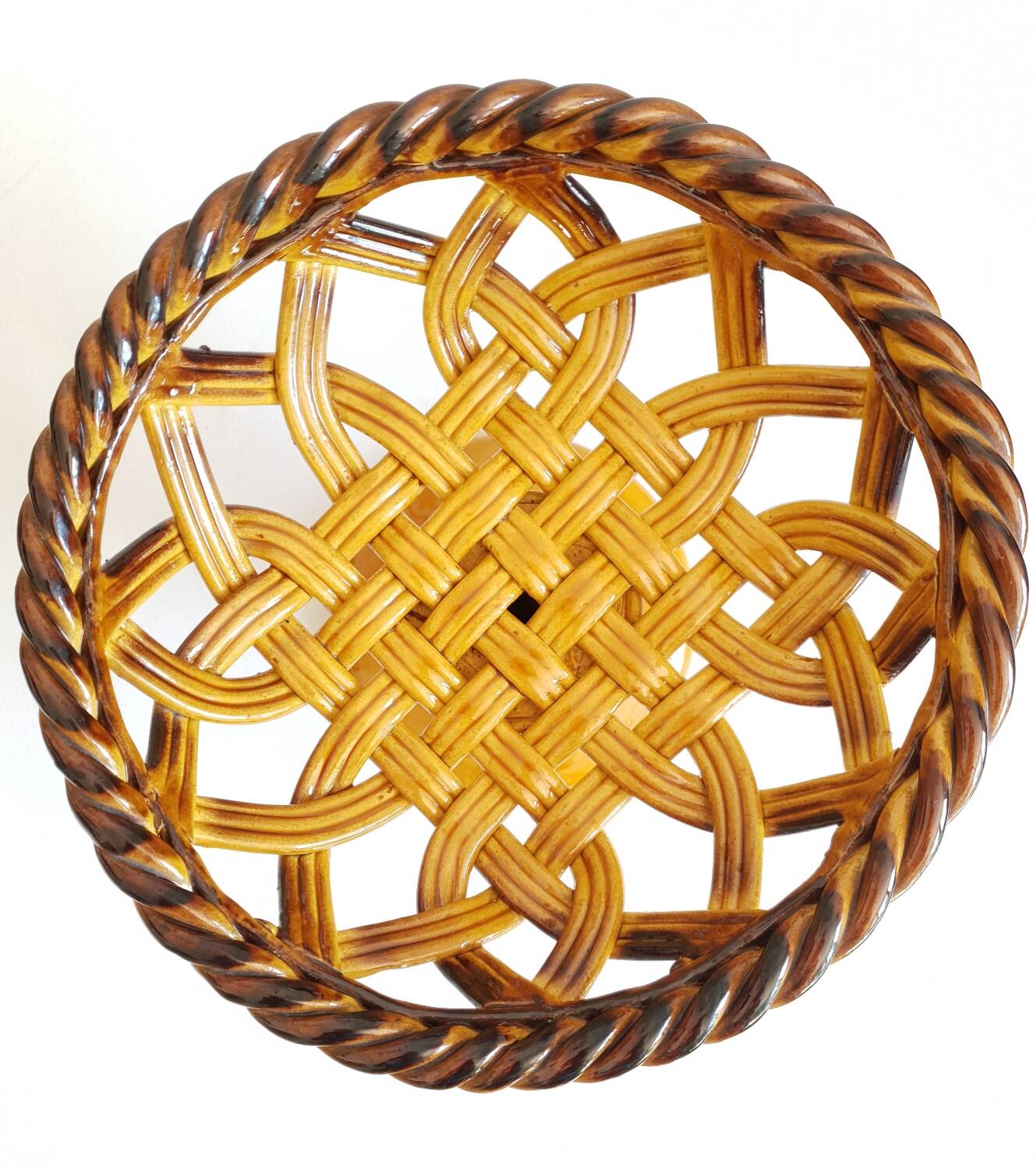 Braided bowl on ceramic base