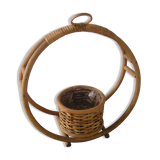 Porte plante à suspendre en rotin années 60