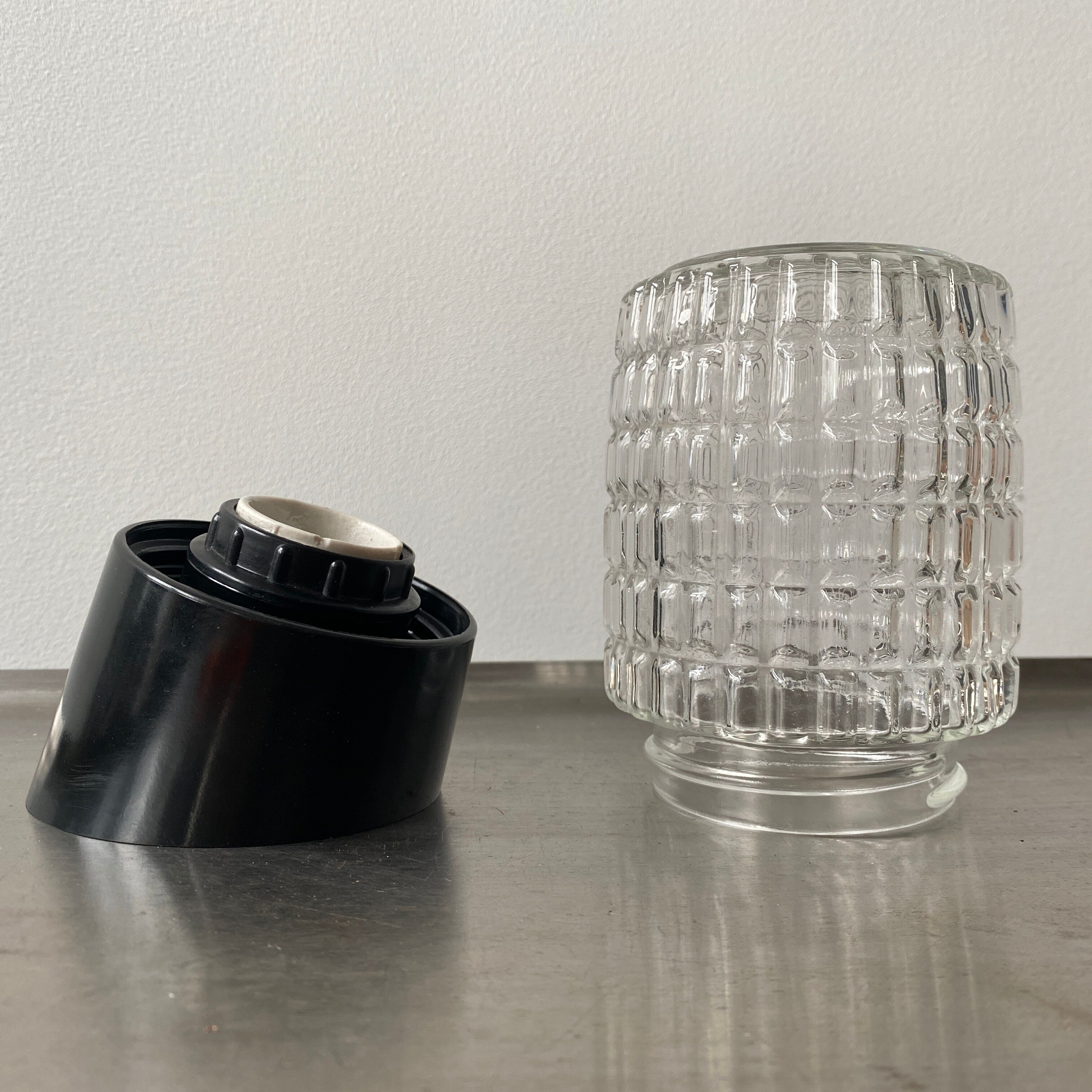 Old wall lamp molded glass 1960