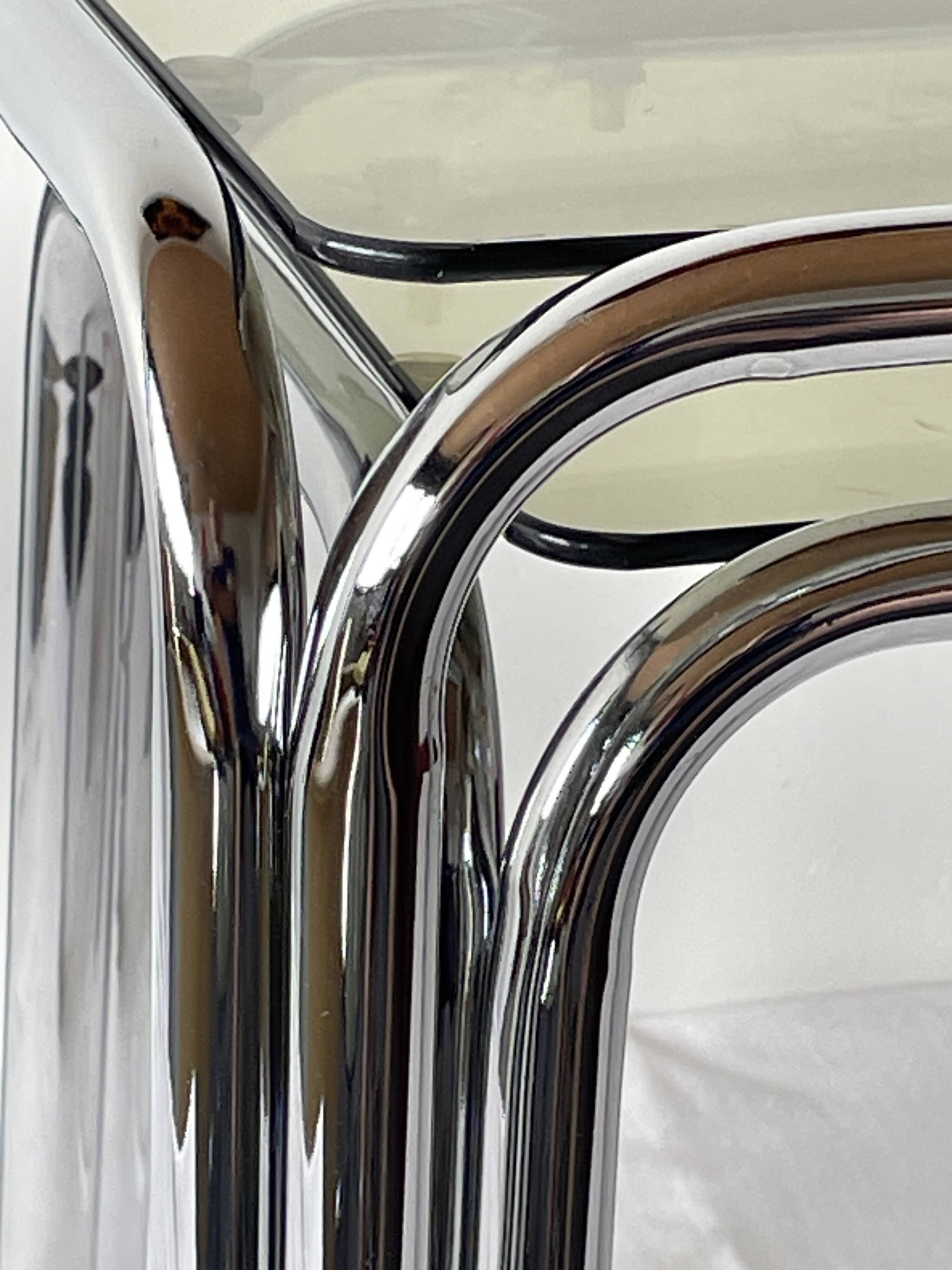 Chrome and smoked glass nesting tables, 1970s