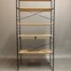 Bibliothèque modulable et tabouret en métal noir et hêtre, 1960