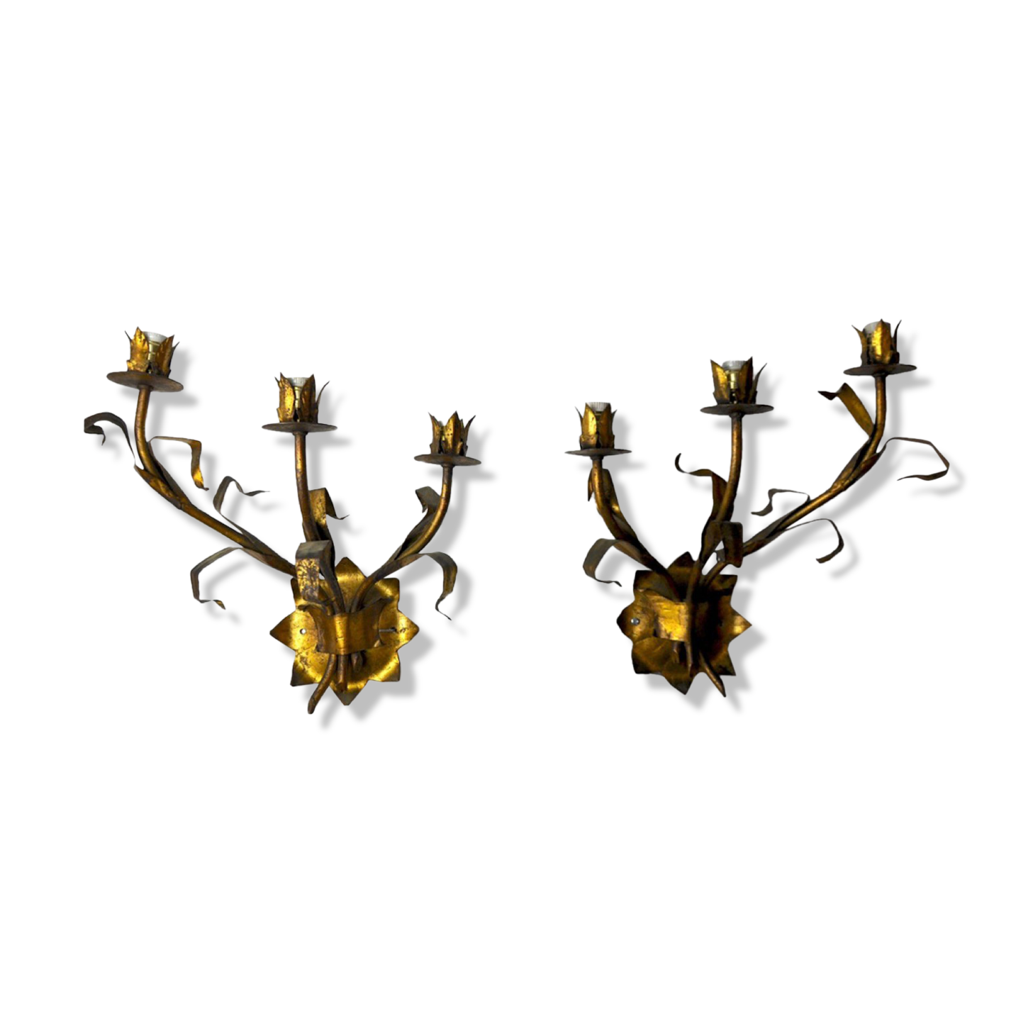 Pair of floral wall lamps Italy, 1950