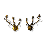 Pair of floral wall lamps Italy, 1950