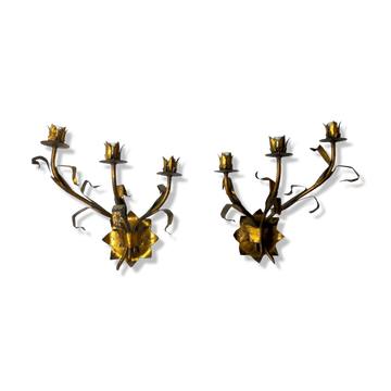 Paire d'appliques floral, Italie, 1950